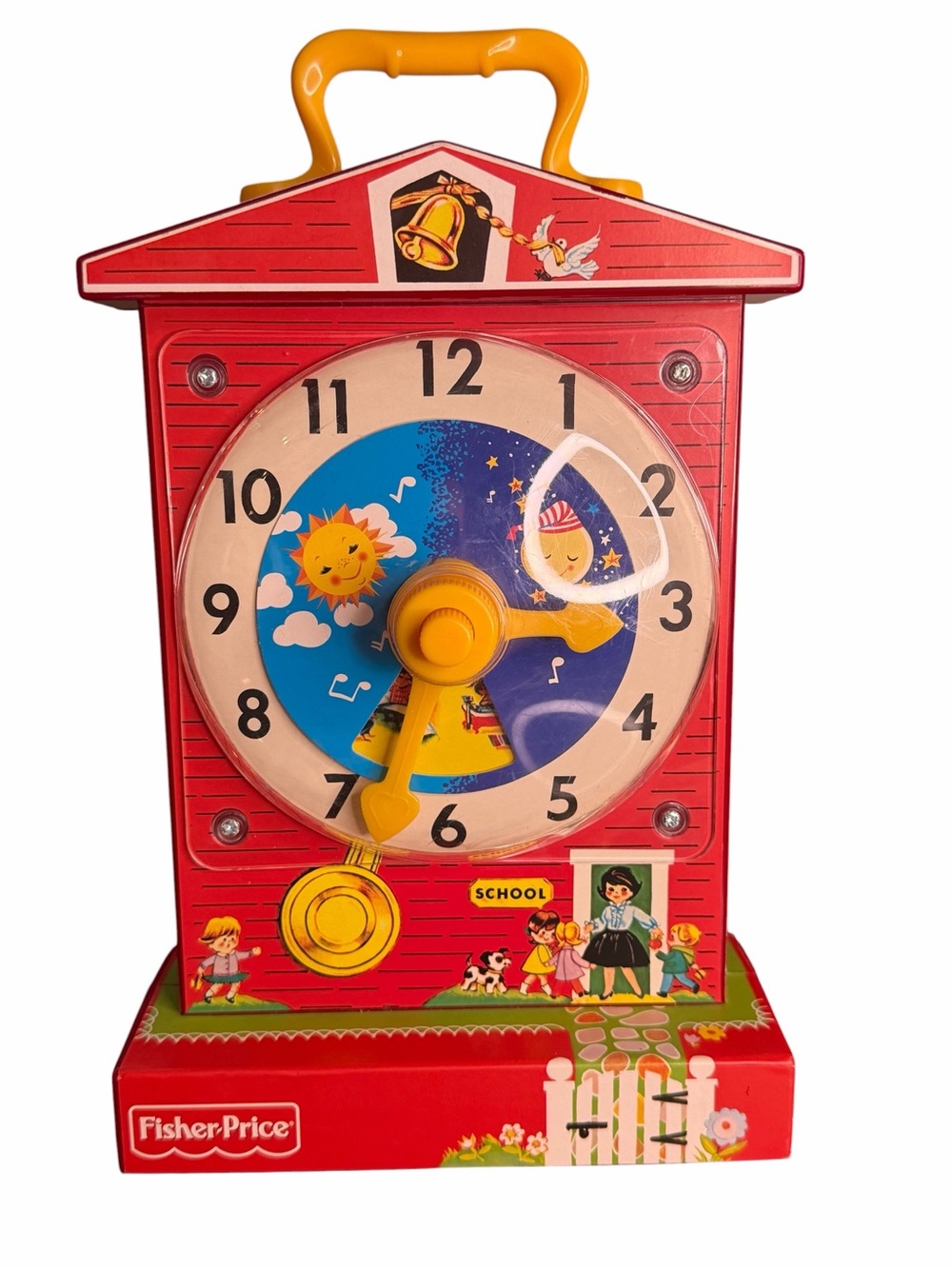 Retro Fisher Price Music Box Teaching Clock #998 Tested Works
